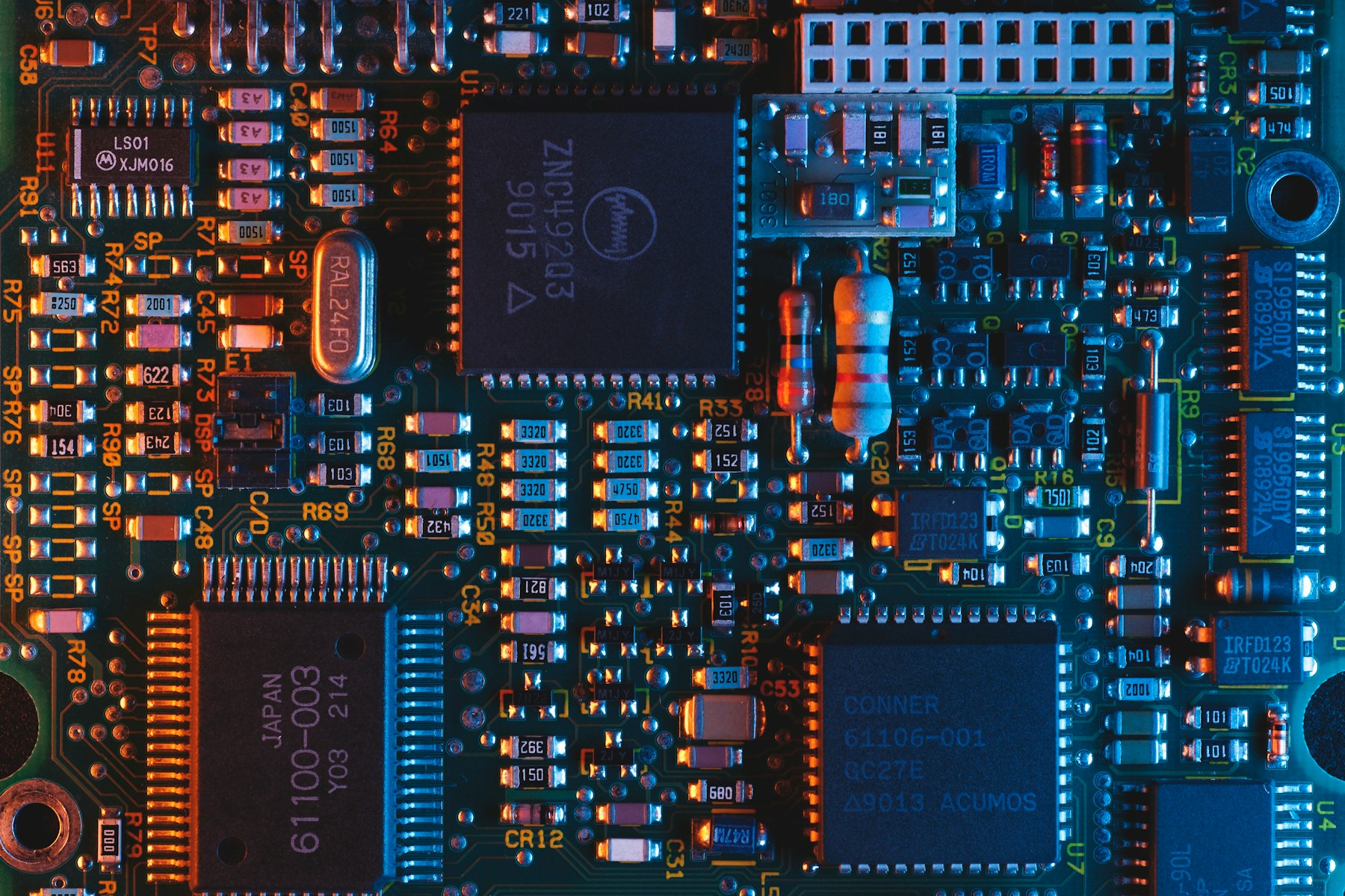 Close-up macro shot of a high-end laptop SoC die